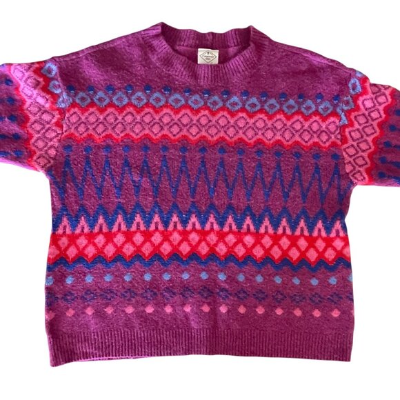 Vintage St. John’s Bay Fair Isle Sweater – Magenta & Blue Pattern, Size XXL - Picture 10 of 12